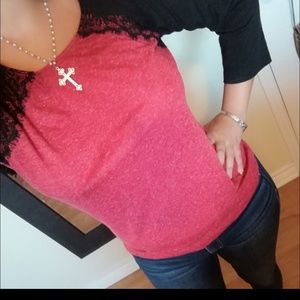 Super cute Francesca's black and pink top